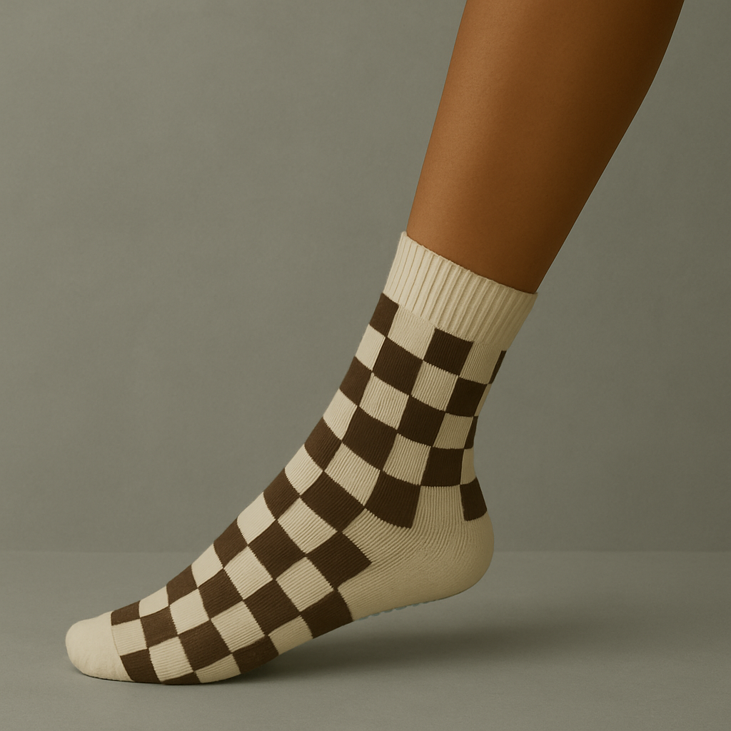 Squlpt Espresso Checkered Crew Socks