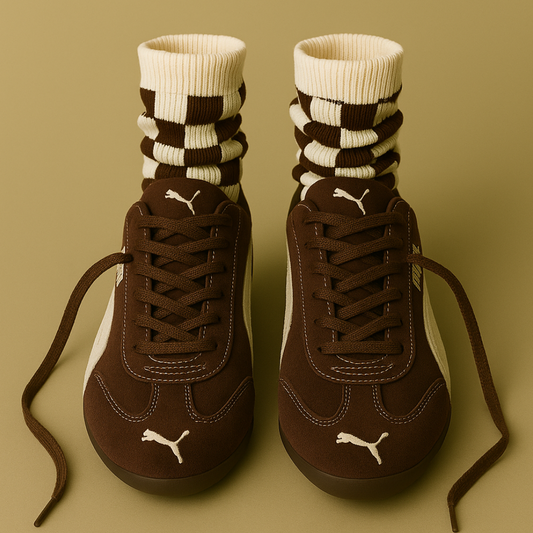 Checkered Crew SqulptGrip™  Socks - Espresso